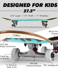 Ice Cream Themed Girls Skateboard With 7 Ply Maple Deck Double Kicktail 27.5 Inch Deck 7.75 Inch Width Smooth 51mm 95A Wheels