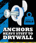 Heavy Duty Drywall Anchors Pack Of 4 With Screws And 1 Inch Drill Bit Included For Plaster Walls Up To 205 Lbs 93 Kg