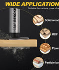 1 Inch Forstner Drill Bit For Woodworking With Ultra Sharp Serrated Edge And Center Spur For Precise Starts And Clean Flat Bottom Holes In Hardwood Plywood And Plastic Pro Grade Hinge Installations Pocket Holes And Overlaps suitable for various wood types shown