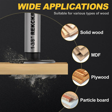 1 Inch Forstner Drill Bit For Woodworking With Ultra Sharp Serrated Edge And Center Spur For Precise Starts And Clean Flat Bottom Holes In Hardwood Plywood And Plastic Pro Grade Hinge Installations Pocket Holes And Overlaps suitable for various wood types shown