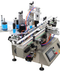 No Sweat Automatic Desktop Conveyor Labeler Supports 110V Power And Cracks Out Up To Sixty Labels Per Minute For Round Or Hex Bottles With Precision Fiber Optic Sensors, detailed view of conveyor mechanism.