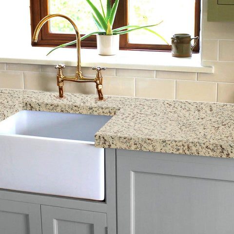 Granite Countertop Paint Kit For Kitchen And Bathroom Brown Finish With High Gloss Topcoat on kitchen countertop near sink