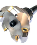 3.15 Inch Face Shell Mill Cutter With 5 Flutes, 45 Degree Cut, R8 Shank, Installed SEKT1204 Inserts For Easy, No Fuss Face Milling