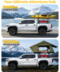 Beefy Yet Lightweight Aluminum Truck Bed Ladder Rack With Side Rails 1500 Lbs Capacity Stepless Height Adjust From 19 To 25 Inches Body Angle Matched Design Fits Toyota Tacoma Jeep Gladiator Mid Size Pickup on Tacoma with kayak and rooftop tent