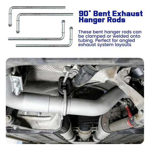 Beefed Up Heavy Duty Rubber Exhaust Hanger Kit 16 Pieces With 2 Hole And 4 Hole Design, 90 Degree Bent Rods in Automotive Setup