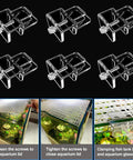 Six Piece Rock Solid Aquarium Lid Clips For Rimless Fish Tanks Heavy Duty Glass And Acrylic Top Hood Brackets with screws for secure mounting.