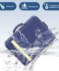 Fireproof Document Bag With Lock Insulated Large Document Box For Travel And Home Safe Storage Waterproof Zipper Includes 13 Section Accordion File Folder Blue.