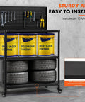 Beefy Heavy Duty Fifty Point Four Inch Steel Workbench With Pegboard And Lockable Rolling Wheels Mobile Tool Storage Table