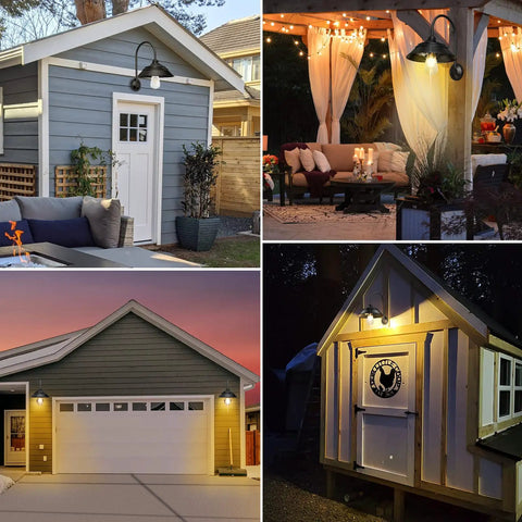 Solar Barn Light With Motion Sensor And 3 Lighting Modes, Waterproof Wall Sconce illuminating shed, porch, garage, and coop.