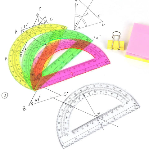 Clear 6 Inch Protractor Set Of 2 For Geometry Classrooms And Offices See Through 180 Degree Protractors With Easy Read Scale