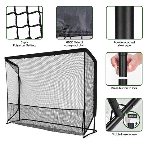 Indoor Outdoor Golf Practice Net 10x7ft With Target Mat And Chipping Cage Backyard Driving Range Sturdy 32mm Frame
