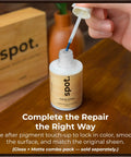 Knockout Match Wood Stain Repair Kit With Brush On Touch Up Bottles For Scratches And Dings showcasing clear finish application process.