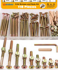 All In One Crib Screws And Nuts Kit For Beds Chairs And Furniture With Barrel Nuts And Wooden Dowel Pins Wrench Included 54 Pieces