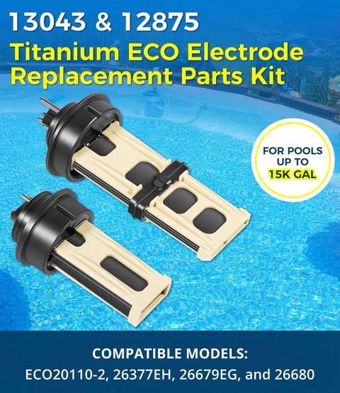 ECO Electrode Replacement Kit For Intex Krystal Clear Saltwater System And Sand Filter Pump Fits ECO20110-2 26679EG 26680