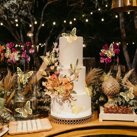 Gold Butterflies Wall Decor Kit With 72 Removable Wall Stickers In 3 Styles And 3 Sizes for cake decor at an outdoor event