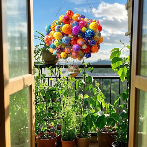 Colorful Hot Air Balloon Sun Catcher Stained Glass Window Decoration For Valentine's Day And Special Occasions Gardens Outdoors Cafes And Clubs Window Hangings A Totally Pretty Gift Idea For Home Or Shop Decor in garden setting
