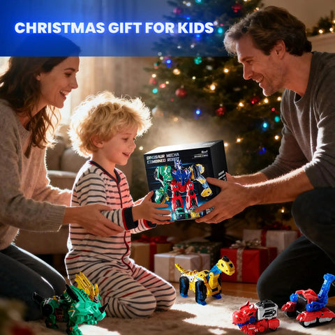 Family gifting Six In One Magnetic Dinosaur Robot Toys For Kids Ages Three To Eight Transforming Dino Construction Trucks