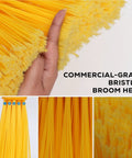 Heavy Duty Replacement Angle Broom Head With Flagged Stiff Bristles Sweep Up Grime And Dust Slick In Tight Corners And Crevices 13 Inch Wide Cleaning Path Built Tough For Quick Cleanup, showing bright yellow commercial-grade bristles.