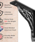 Angel Oak Heavy Duty Shelf Bracket Kit 8 By 8 Inches Set Of Two Metal Shelving Brackets For Wood Shelves Cast Iron Finish
