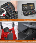 34 In 1 Magnetic Screwdriver Set With Ratcheting Handle, compact design, fits in toolbox, convenient for DIY projects.