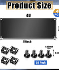 Four Pack 4U Blank Rack Panels For 19 Inch Server Cabinets Heavy Duty Metal Spacers with dimensions 19x7 inches.