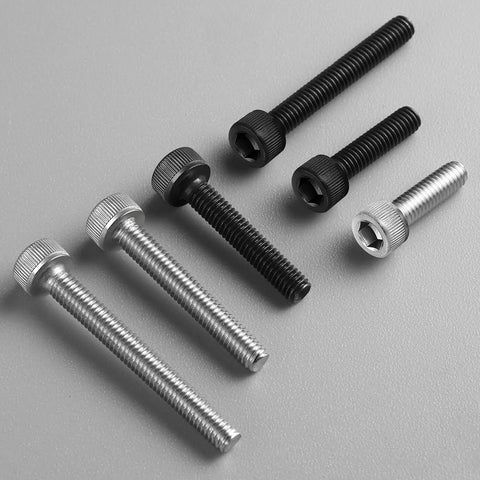 Top Shelf M3 X 30mm Hex Socket Head Cap Screws Crafted From Ridiculously Tough 304 Stainless Steel 18 8 With Full Threads Bright Finish Pack Of 120 showing mixed black and silver screws.