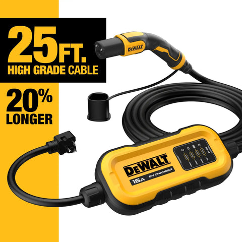 On The Go Portable EV Charger For Tesla Level 1 And 2, 12 To 16 Amp, Indoor Outdoor CSA Certified with 25 ft cable