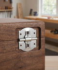 Dope Metal Folding Hinges For Jewelry Boxes And Wooden Cases With Dual Shaft Design mounted on wooden box corner