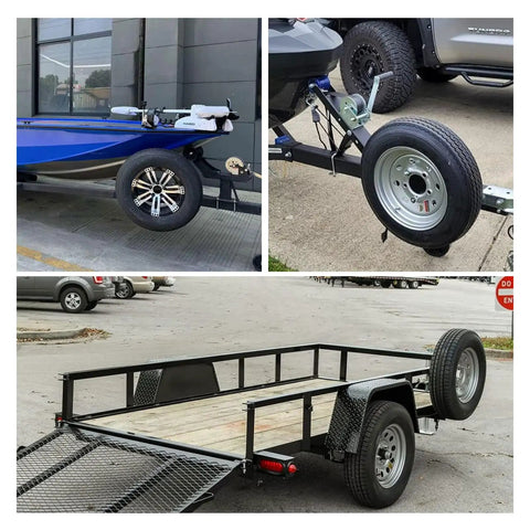 Spare Tire Mount Carrier For Trailers Fits 4 5 And 6 Lug Wheels Bolt Patterns 4 To 5.5 Inches Holds Up To 150 Lbs Easy 3 Bolt Install built tough for tough jobs shown on trailers and boats
