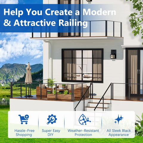 Beautiful outdoor space showcasing Built Tough 42 Inch Modular Cable Railing Corner Post For Deck And Porch Projects.