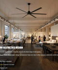 100 Inch HVLS Industrial Ceiling Fan With Quiet 90W DC Motor installed in modern retail space