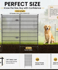 Diagram showing Easy To Install No Dig Garden Fence With Gate 44 Inch High 23.6 Foot Long Decorative Metal Outdoor Dog Fence.