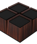 Solid Wood Bed Risers Set Of Four, square wooden blocks with rubber bottom for furniture stability and floor protection.