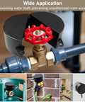 Gate Valve Lockout Locking Device With Padlock For One And A Half To Three Inch Diameter Valve Handles Black in use