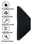 Side view of Heavy Hitter One Pack Egg Crate Foam Soundproof Wall Panels, 48x24x2 inches black, fire rated.