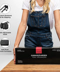Person holding box of Garage Wall Organizer With Heavy Duty Tool Storage Rack, 64-inch carbon steel wall mount.
