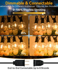 Lit 100 Ft Outdoor String Lights Waterproof Connectable Dimmable With 62 LED Shatterproof Bulbs G40 Globe Warm White 2700K UL