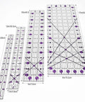 Pro Quilting Ruler Set For Patchwork And Sewing, Acrylic Templates, Precision Cutting Tools In Purple, Includes 4 Rulers