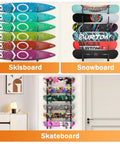 Hella Sturdy Skateboard Wall Mount With Six Tier Display Rack To Store Longboards Skis And Snowboards While Keeping Your Fly Deck Collection Tightly Organized And Ready For The Next Send with ski and snowboard storage.
