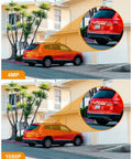 Comparison of 4MP and 1080P quality from an Outdoor Security Camera With Floodlight And Two Way Talk, 4MP QHD Pan Tilt 2.4G WiFi.