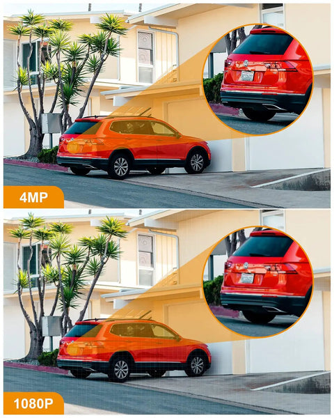 Comparison of 4MP and 1080P quality from an Outdoor Security Camera With Floodlight And Two Way Talk, 4MP QHD Pan Tilt 2.4G WiFi.