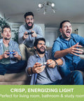 Group of friends enjoying video games under GU10 Dimmable LED Bulbs Daylight 5000K Four Point Five Watt 450 Lumen MR16 Spotlight