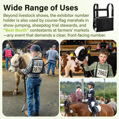 Adjustable Exhibitor Number Harness For 4 H And FFA Shows With 1 Inch Nylon Webbing Lightning Fast Number Change For Youth