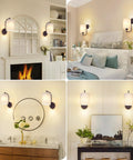 MATAMEYE Battery Operated Wall Sconce Set of 2, Dark Chocolate Wall Light in various interior settings; stylish and functional.