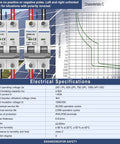 Diagram and electrical specifications of DC 500V 25A 2 Pole Photovoltaic Circuit Breaker For Solar PV System Grid DIN Rail Mount 35mm Non Polarized 4.5KA Breaking Capacity Two Pack Industrial Grade