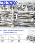 Heavy Duty Stainless Steel Lag Bolts Kit For Wood With Washers 92 Piece Set Includes Hex Lag Screws Assortment