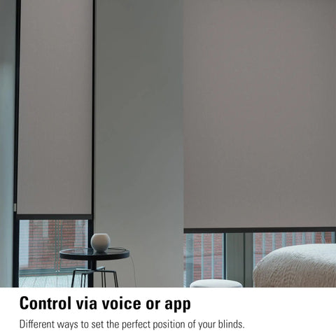 Smart Roller Blind Motor Upgrade Kit For Home Automation open and close automatically in modern home setting.