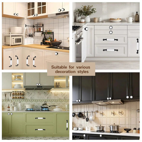 Slick Farmhouse Cabinet Knobs And Pulls Set 12 Piece Hardware Kit featuring 5 Inch Center To Center Spacing in various kitchen styles.