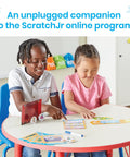 Children using Screen Free Block Based Coding Set For Kids With ScratchJr Unplug And Learn Computer Science Hands On STEM Activities