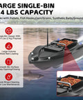RC Fishing Bait Boat With GPS Positioning Long Range Remote Control Up To 1968 Feet in water showing single-bin loaded with bait